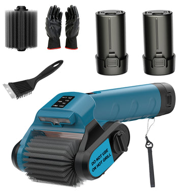 Yankucat Electric BBQ Grill Cleaning Brush, Cordless Grill Scrubber with LED Light & Brushless Motor, Cleaning Brush with Bristles, for Outdoor BBQ Grill Grate, Gifts for Men/Dad