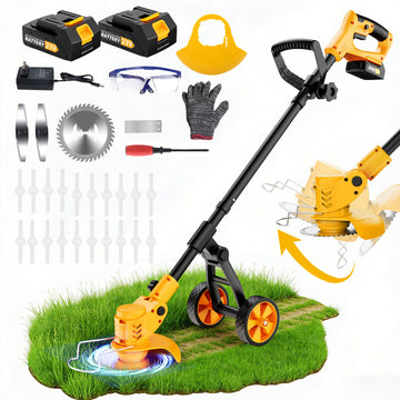 Lemolifys 6-inch Electric Weed Wacker, 850W High-Power 8500 RPM Cordless String Trimmer with 4000mAh Battery, 3 Blades, Wheels & Adjustable Length, 3-in-1 Weed Eaters for Yard Garden, W1-5