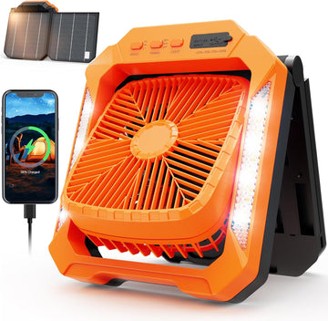 26800mAh Rechargeable Solar Fan with LED Lantern