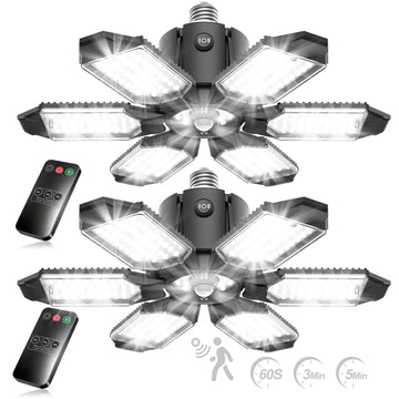 Yannovus Motion Sensor Garage Light, 20000LM 200W Garage Lights Ceiling Led Motion Activated,Motion Light Indoor with Dusk to Dawn, E26/E27 Screw in Shop Light for Basement Barn Attic Warehouse
